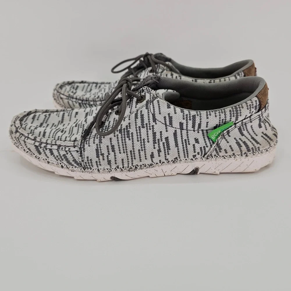 Twisted X‎ Mens EcoTWX Slip On Driving Loafers Grey White Patterned Knit 9.5
